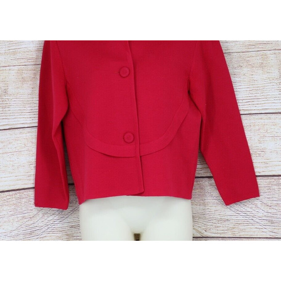 VINTAGE Lilli Russell Womens Size 10 Knit Jacket & Skirt Set Cherry Red - Picture 5 of 16